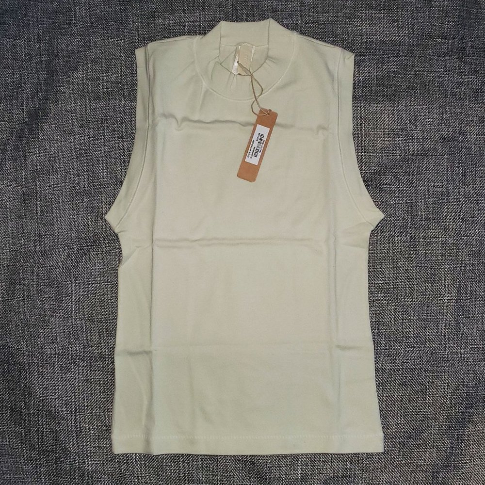 NWT SKIMS XXS Cotton Jersey Mock Neck Tank BONE